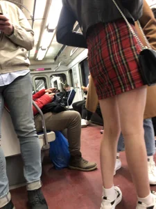 Hot slim legs in subway