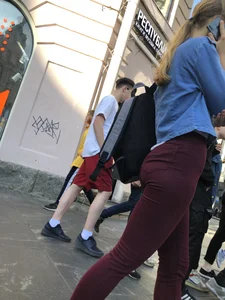 Perfect Ass And Fit Legs in Tight Red Jeans Street Crosswalk Creepshots Gallery