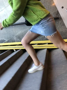 Milf in Fringed Shorts Walking Striding Up the Stairs - Sexy Legs Creepshots Gallery