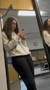 Curly Haired College Girl Loves To Only Wear Leggings Everyday