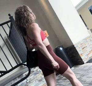 Fit / Jiggly Blonde in tight spandex shorts ( OC , VPL )