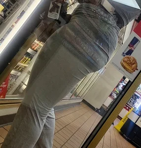Meaty juicy ebony in grey outfit