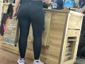 Petite Thick Asian In Leggings Shopping w/Slight VPL (OC)
