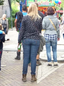 Street candid booties in jeans