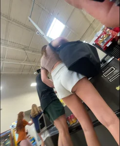 Tall blonde booty peeking out of shorts😼(OC)
