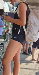 Hot Teen With Shorts Waiting For Train