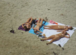 Nude beach and topless girls