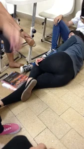 Girl Lying on the Floor in Black Tights