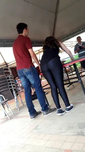 Girl With Long Curly Hair And Hot Chunky Ass And Thighs in Tights Playing Ping-Pong