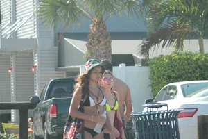 Sexy Florida beach bikini girls, some topless
