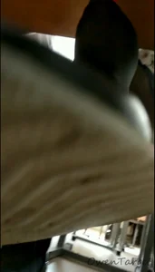 Under table candid of college girl with flats POV closeup 2nd