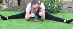 Girl Drinking Smoothie While Doing Splits Creepshots