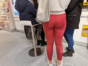 Nice ass in tight red leggings shopping