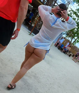 Cute butt blue bikini