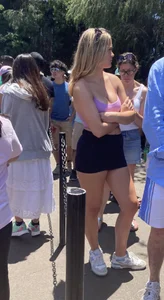 Hot girls in line on a hot day