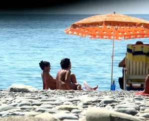 Nude beach and topless girls