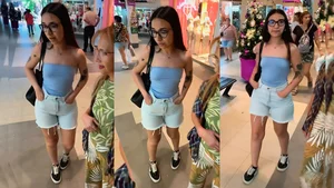 Braless fat ass in jeans