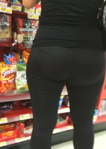 Big assed brunette in leggings at Target