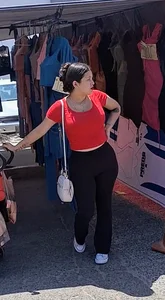 Big ass latina milf in black leggings red top VTL? [oc]