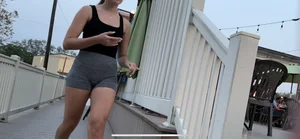 Could have watched all day. Skin tight grey shorts