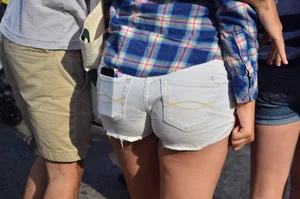 Tight white shorts