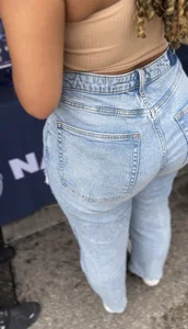 Sexy Thick booty in tight jeans  Her ass was eating them jeans