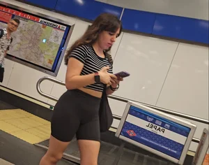 Ass in grey bikers leggings