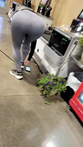 Thick ass latina bending in grey leggings