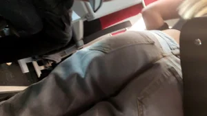 Hot busty blonde on train