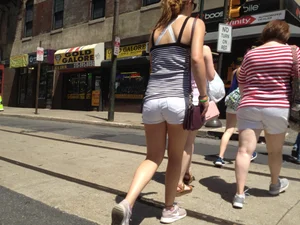 Philly girl with a nice ass in white shorts with vpl