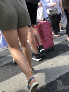 Hot Girl In Shorts Street Crosswalk Creepshots Gallery - Closeups of Her Gorgeous Legs