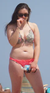 Group of sexy girls on the beach in bikinis with nice bodies