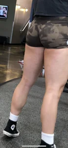 Super fit college gym girl showing off in shorts - all OC