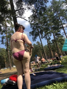 Candid Mature Milf in Swimsuit Nature Park Photos