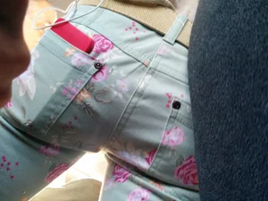 Hot Teen Ass in Tight Jeans with Flowers Candid Closeup