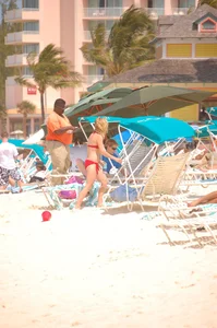Bunch of sexy girls and milfs in bikinis at the beach