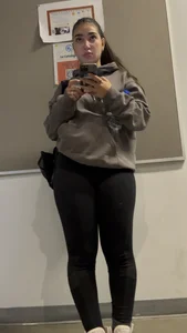 Pretty Arab College Girl’s Red Panties Are Showing Through Her Leggings