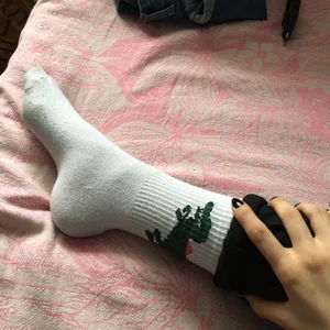 Foot in a White Sock Closeup Selfie