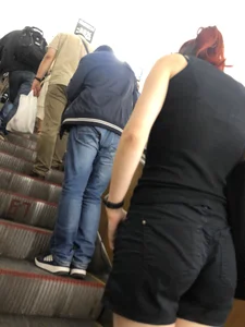 Sexy Legs And Booty in Shorts - Subway Escalator Low Angle Creepshots Gallery