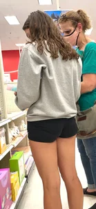Tight shorts on brunette