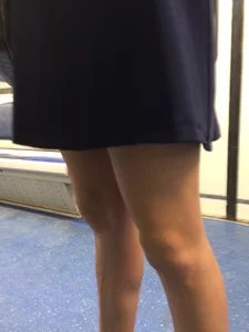 Girl with Long Skinny Legs on High Heels Subway Candid