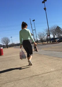 Sexy ass Target babe in grey Lulus with a nice ass