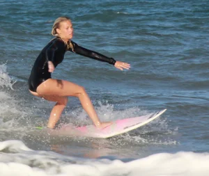 Hot surfer chicks out in the water