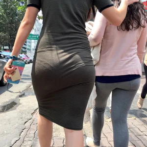 Milf’s Ass in a Dress - Walking With Her Daughter Street VPL