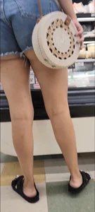 Short jean shorts on sexy latina