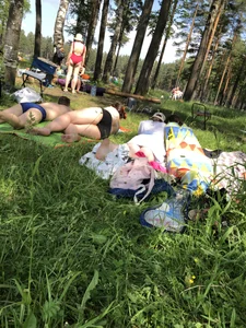 Girls in Swimsuits at a Nature Park Photo Gallery