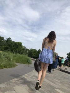 A Beautiful Candid Girl in a Short Summer Dress With Gorgeous Long Slim Legs Walking in the Park Creepshots Gallery