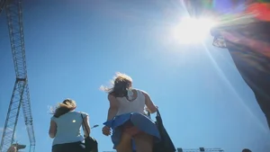 Girl in a Skirt and Pink Panties Street Candid Upskirt