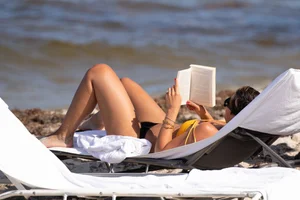 Frankie Bridge nip slips in a bikini on the beach