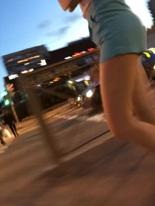 Girl In Shorts And Flats Sitting in a Public Bus, Then Walking on a Street Creepshots Series
